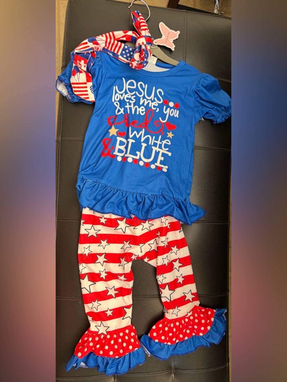 🇺🇸Jesus loves me USA 3 piece outfit